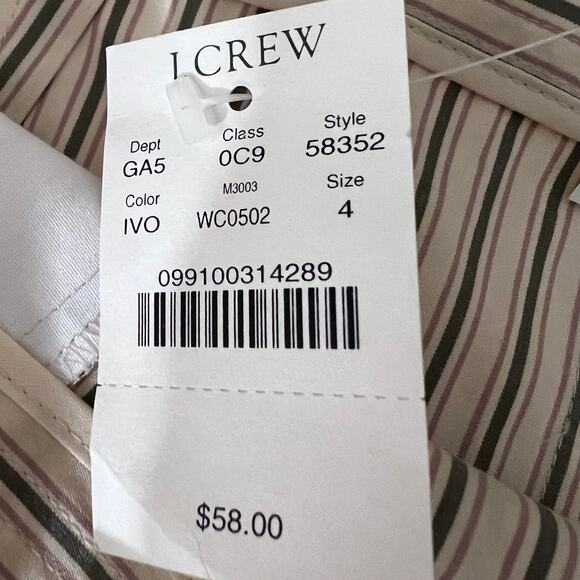 J Crew Skirt Beige Striped Cotton Pencil A Line Classic Career Women’s 4 New - Picture 9 of 10
